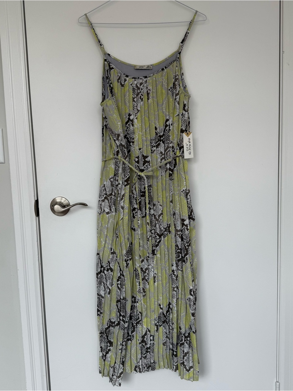Dex Lime Green Black White Snake-Print Maxi Dress